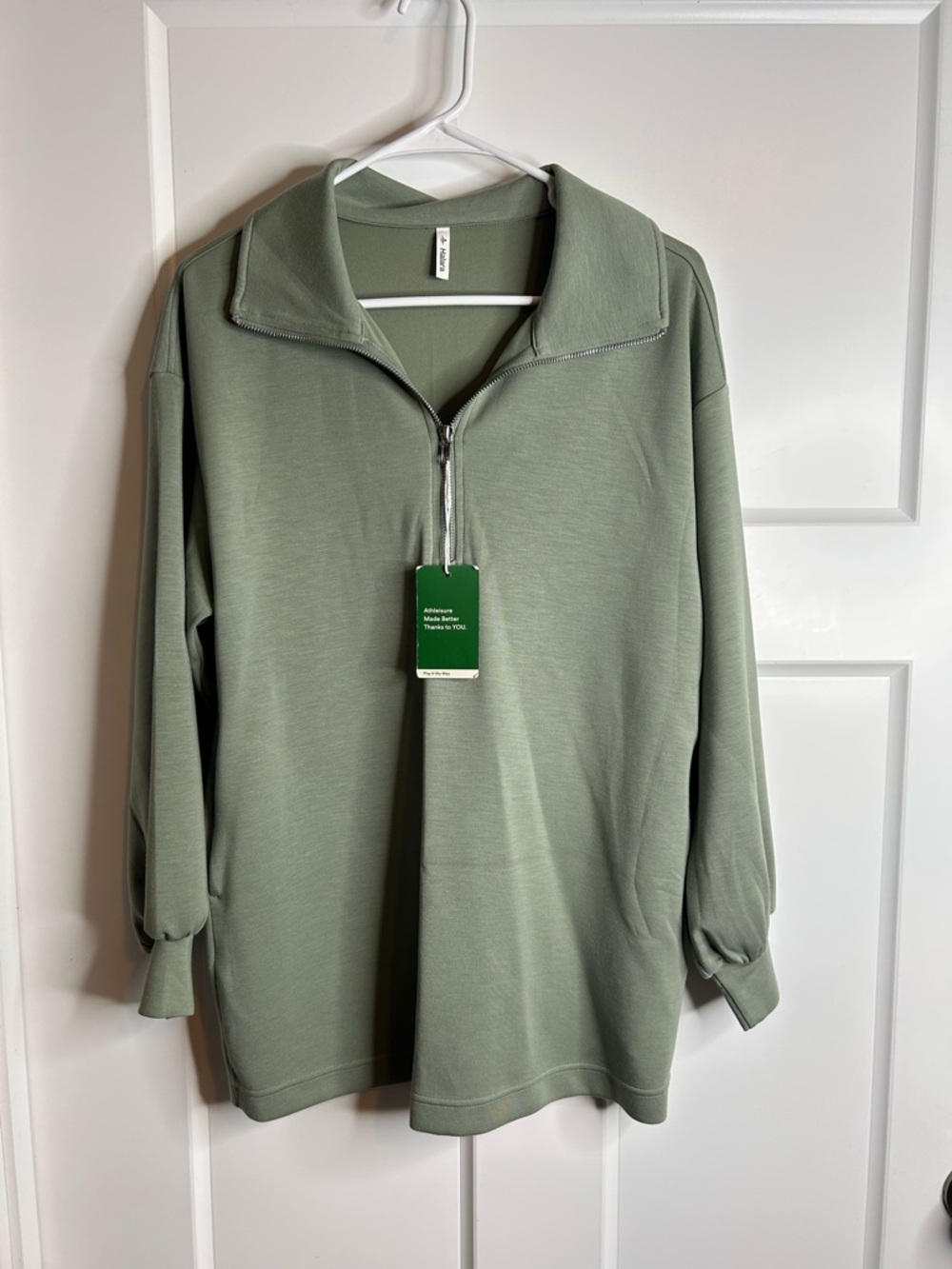 Halara Women’s XS Long Sleeve 1/4 Zip Pullover Green Active Athleisure New 4751